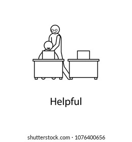 help a colleague illustration. Element of relationship with colleague mobile and web apps. Thin line help a colleague illustration can be used for web and mobile on white background