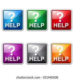 Help Colorful Vector Icon Button