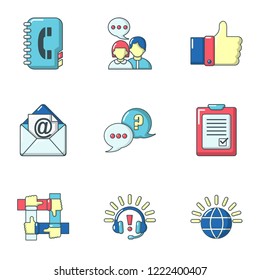 Help command icons set. Cartoon set of 9 help command vector icons for web isolated on white background