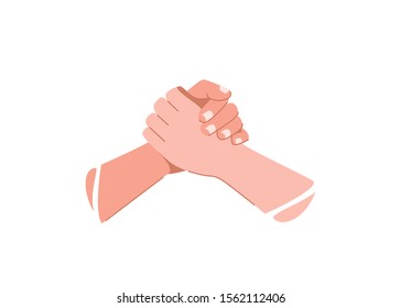 Help concept vector illustration. Two human hands hold each other.