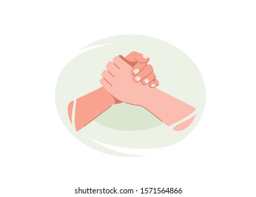 Help concept vector illustration. Two human hands hold each other.