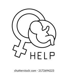 ayuda y consulta el vector de icono de línea de fertilización. signo de fertilización de ayuda y consulta. símbolo de contorno aislado ilustración negra