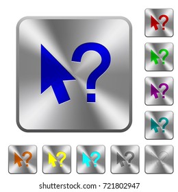 Help cursor engraved icons on rounded square glossy steel buttons