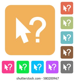 Help cursor push buttons flat icons on rounded square vivid color backgrounds.
