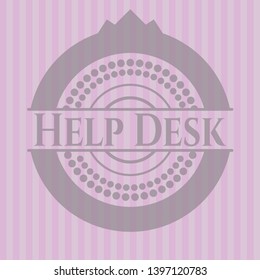Help Desk badge with pink background. Vector Illustration. Detailed.