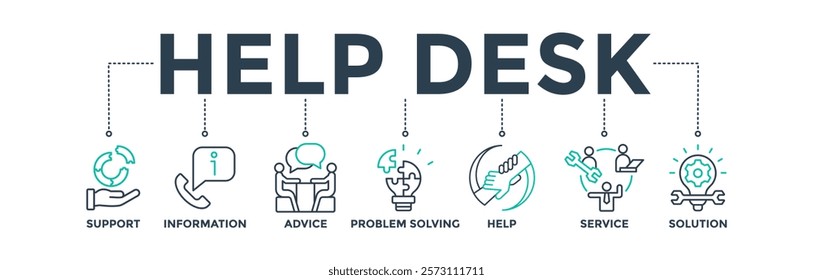 Help desk banner web icon vector illustration for information support