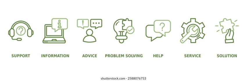 Help desk banner web icon vector illustration concept with icon of support, information, advice, problem solving, help, service and solutions