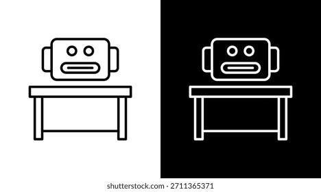 Help Desk Bot Outline White Icon Set Design