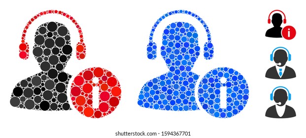Help desk composition of small circles in different sizes and color tints, based on help desk icon. Vector small circles are combined into blue illustration.