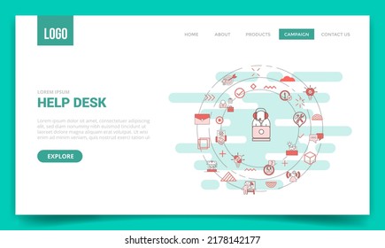 help desk concept with circle icon for website template or landing page homepage