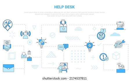 help desk concept with icon set template banner with modern blue color style