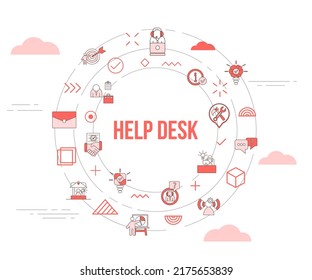 help desk concept with icon set template banner and circle round shape