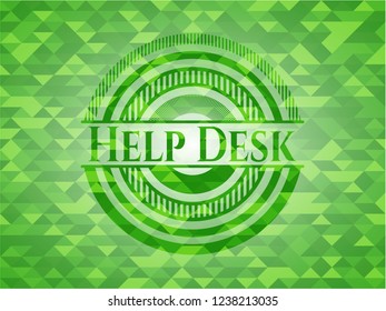 Help Desk green emblem with triangle mosaic background