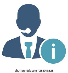 Help desk icon from Business Bicolor Set. Vector style: bicolor flat symbol, cyan and blue colors, rounded angles, white background.