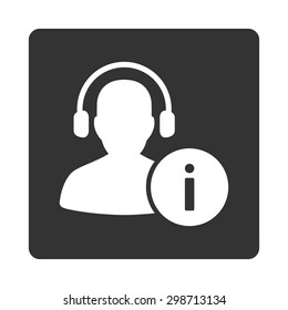 Help Desk icon from Commerce Buttons OverColor Set. Vector style is white and gray colors, flat square rounded button, white background.