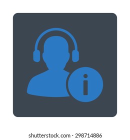 Help Desk icon from Commerce Buttons OverColor Set. Vector style is smooth blue colors, flat square rounded button, white background.