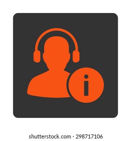 Help Desk icon from Commerce Buttons OverColor Set. Vector style is orange and gray colors, flat square rounded button, white background.