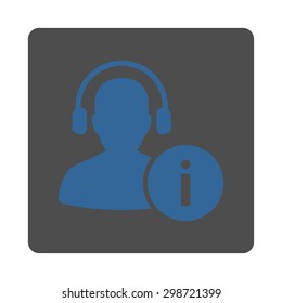 Help Desk icon from Commerce Buttons OverColor Set. Vector style is cobalt and gray colors, flat square rounded button.