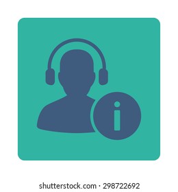 Help Desk icon from Commerce Buttons OverColor Set. Vector style is cobalt and cyan colors, flat square rounded button, white background.