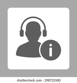 Help Desk icon from Commerce Buttons OverColor Set. Vector style is dark gray and white colors, flat square rounded button, silver background.