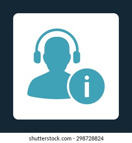 Help Desk icon from Commerce Buttons OverColor Set. Vector style is blue and white colors, flat square rounded button, dark blue background.