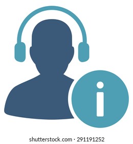 Help Desk icon from Commerce Set. Vector style: bicolor flat symbol, cyan and blue colors, rounded angles, white background.
