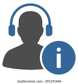 Help Desk icon from Commerce Set. Vector style: bicolor flat symbol, cobalt and gray colors, rounded angles, white background.