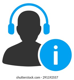 Help Desk icon from Commerce Set. Vector style: bicolor flat symbol, blue and gray colors, rounded angles, white background.