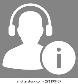 Help Desk icon from Commerce Set. Vector style: flat symbol, white color, rounded angles, gray background.