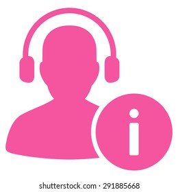 Help Desk icon from Commerce Set. Vector style: flat symbol, pink color, rounded angles, white background.