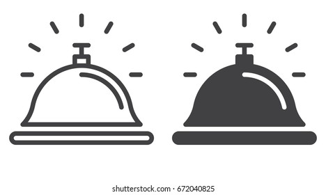 Help desk icon, line and solid version, outline and filled vector sign, linear and full pictogram isolated on white. Reception bell symbol, logo illustration