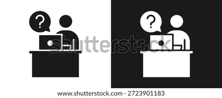 Help Desk Icon Set Glyph In White And Black Background