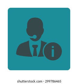 Help desk icon. Vector style is soft blue colors, flat rounded square button on a white background.