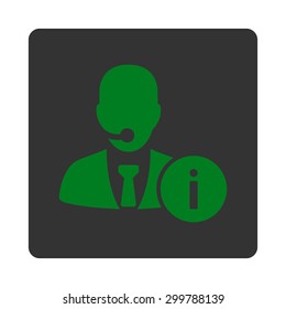 Help desk icon. Vector style is green and gray colors, flat rounded square button on a white background.