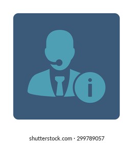 Help desk icon. Vector style is cyan and blue colors, flat rounded square button on a white background.