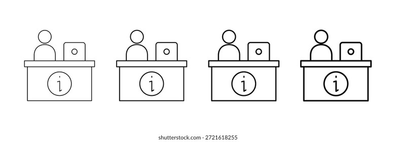 Helpdesk-Symbole, Vektorgrafik-Set in verschiedenen Strichlinienstilen