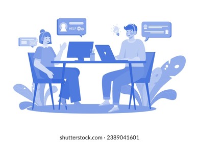 Help Desk Illustration Konzept auf weißem Hintergrund