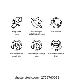 Helpdesk, Eingehender ausgehender Anruf, Rückruf, Kundenbetreuungspunkt, Weltweiter Service, Kundendienst, Symbol