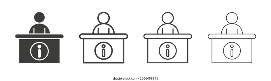 Help desk information icon flat and linear vector illustration on white background.