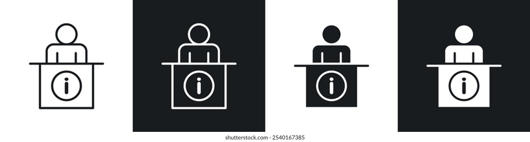 Conjunto de iconos de información de la mesa de ayuda. Símbolos de Vector en colores blanco y negro.