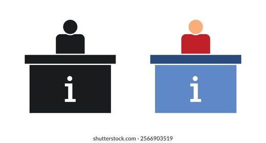 Help desk information icon set in black and colored