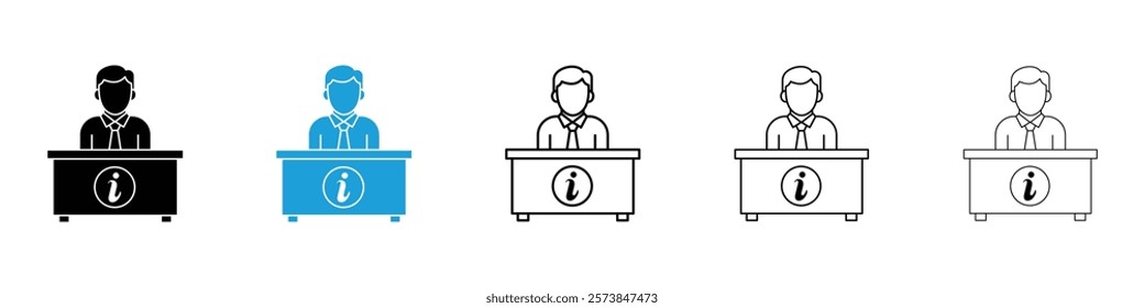 Help desk information icons in filled and 3 stroke weights