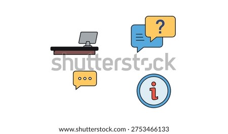 Help Desk Line art abstract modern vector