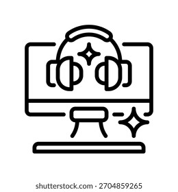 Ícone da linha do Help Desk, símbolo da estrutura de tópicos para suporte ao usuário, tratamento de problemas, gerenciamento de tíquetes, assistência técnica e orientação ao cliente. Ícone de sinal vetorial.