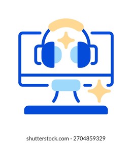 Ícone da linha do Help Desk, símbolo da estrutura de tópicos para suporte ao usuário, tratamento de problemas, gerenciamento de tíquetes, assistência técnica e orientação ao cliente. Ícone de sinal vetorial.