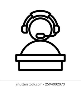 Help Desk Line Vector Illustration On White Background.