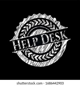 Help Desk on chalkboard. Vector Illustration. Detailed.