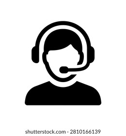 Help desk operator icon with headset and microphone