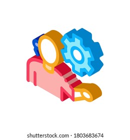 vector de icono de configuración de teléfono de la mesa de ayuda. señal de configuración de teléfono de la mesa de ayuda isométrica. ilustración de símbolo aislado de color