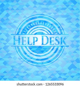 Help Desk realistic sky blue emblem. Mosaic background